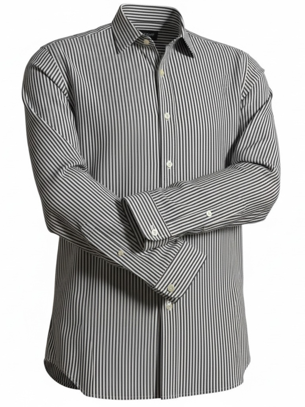 Jachs Black and White Striped Dress Shirt